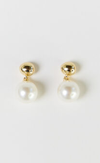 Tinsley Earrings - Drop Pearl Earrings in Gold