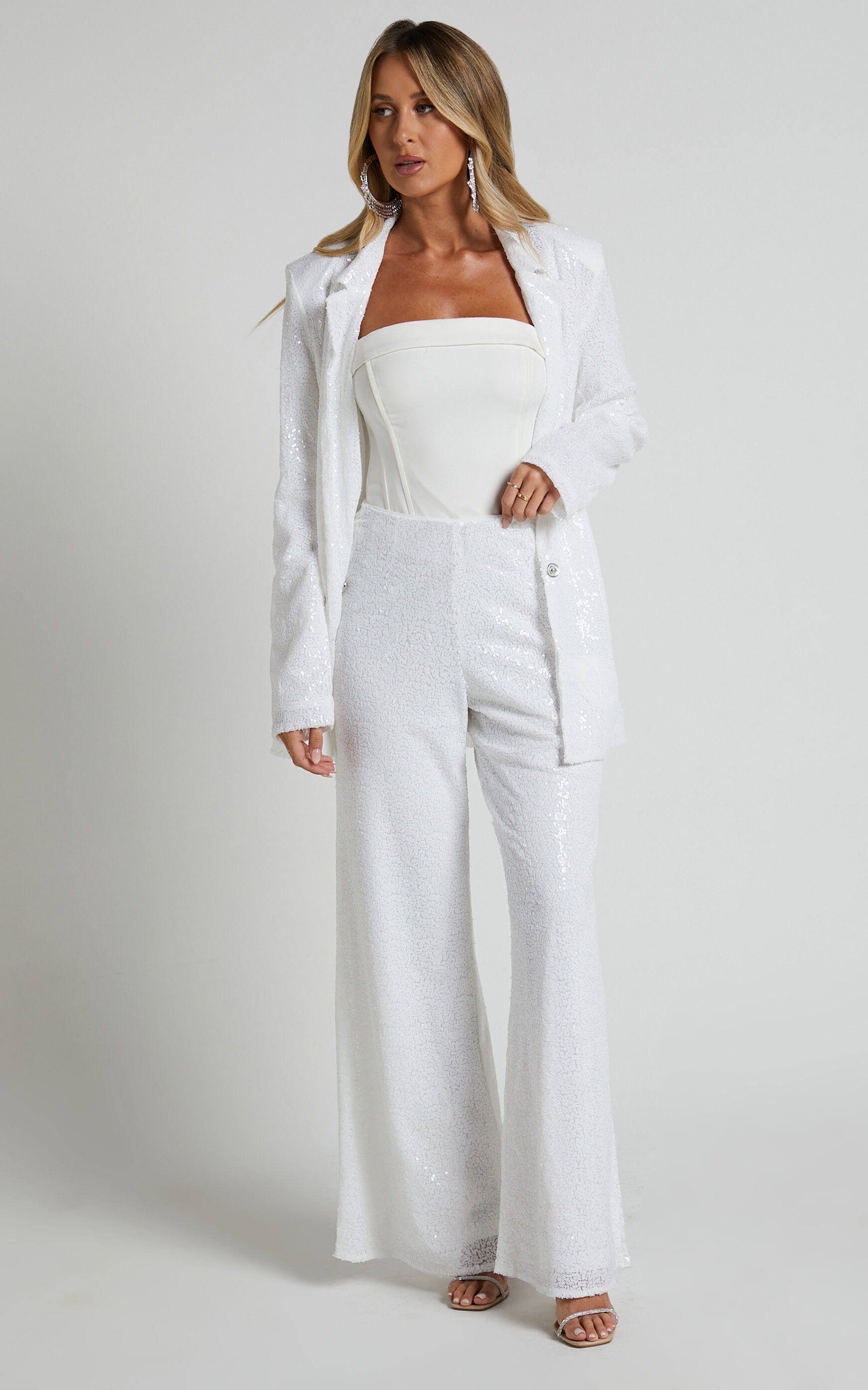 White wide on sale leg pant suit