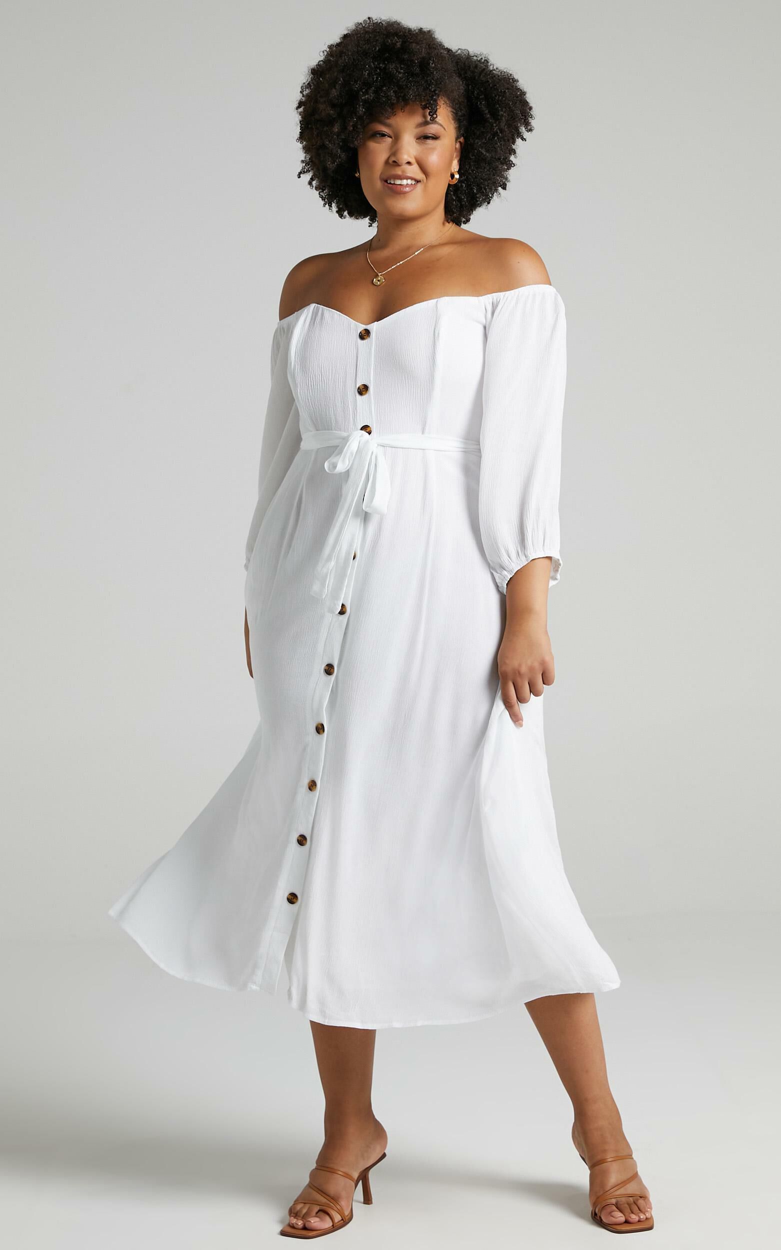 Off shoulder cheap button down dress