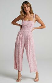 Life On The Road Jumpsuit in Red Floral | Showpo