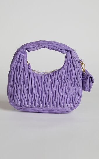 Madrid Quilted Shoulder Bag in Purple