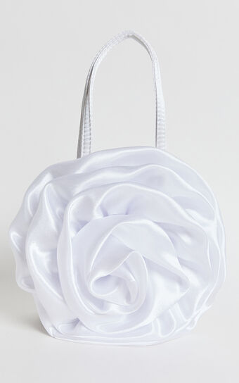 Salina Rosette Mini Satin Bag in White