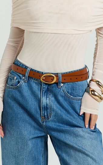 Desiree Belt - Thin Belt in Tan
