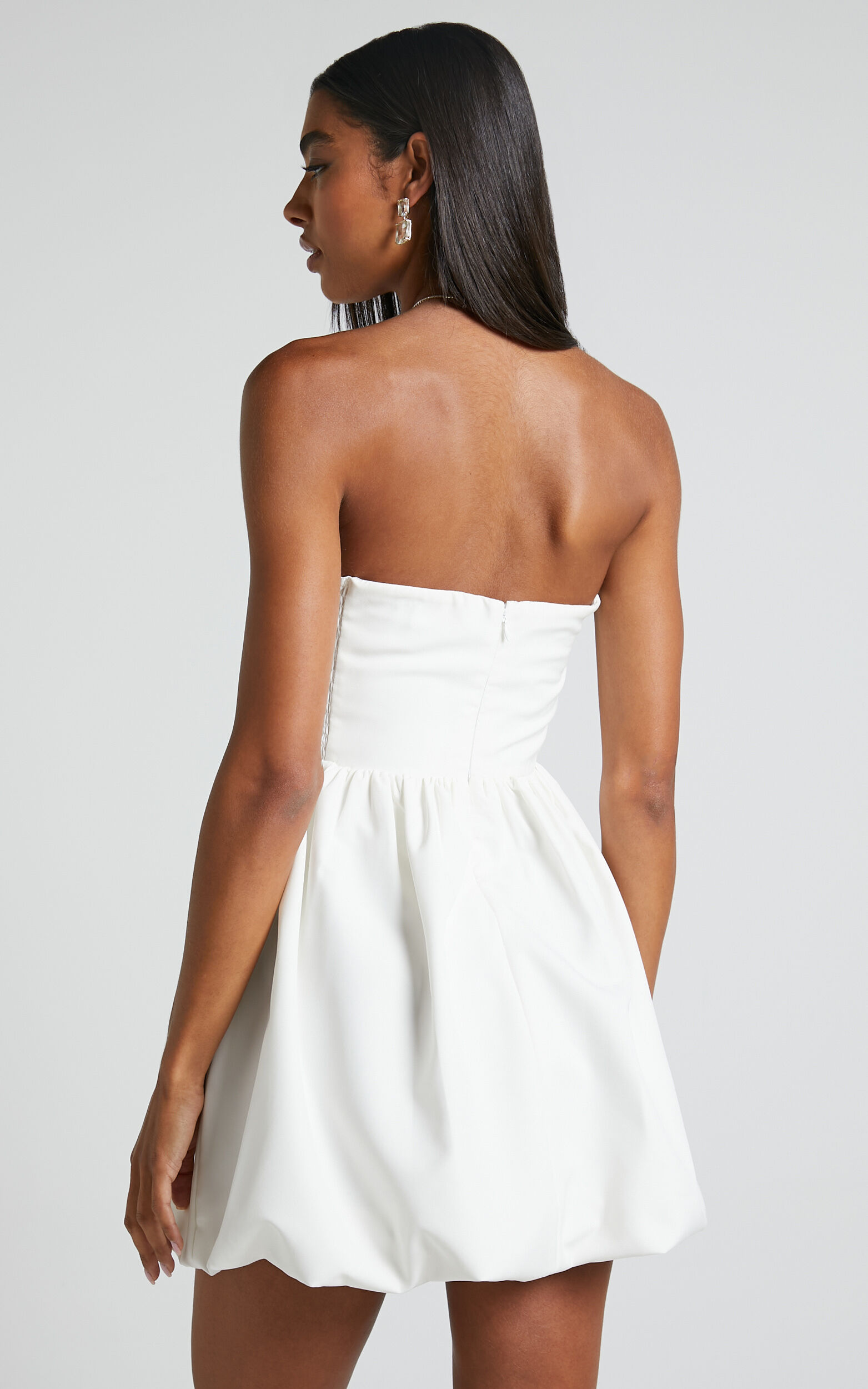 White Strapless Bubble Dress