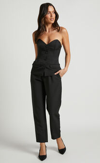Damika Pants - High Waist Cropped Pin Tuck Pants in Black