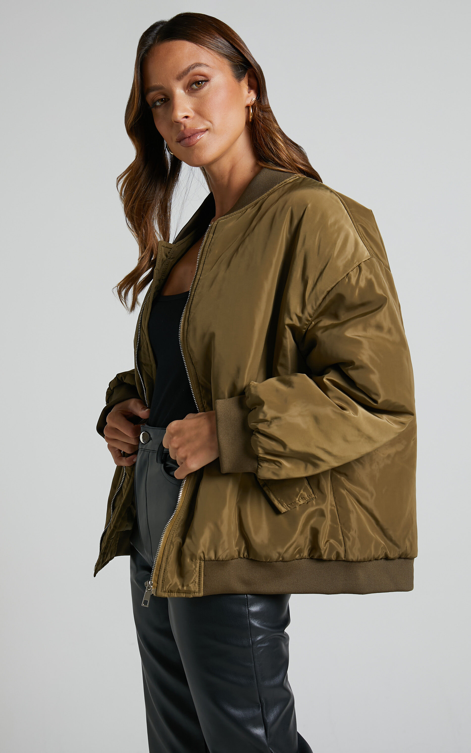 Oversized olive green jacket hot sale