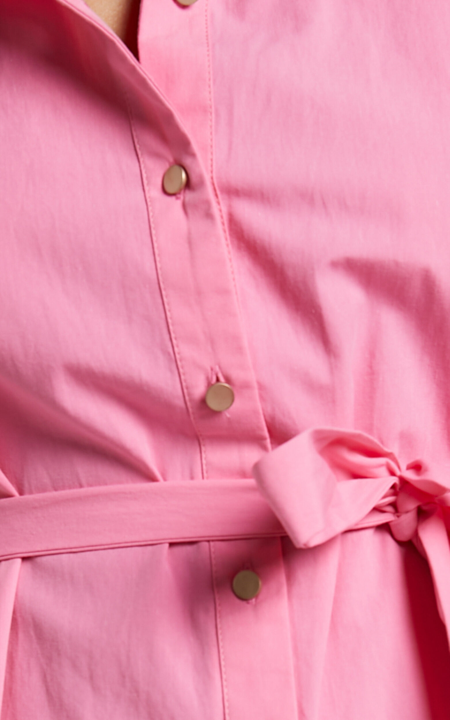Maelita Mini Dress - Short Puff Sleeve Shirt Dress in Pink | Showpo
