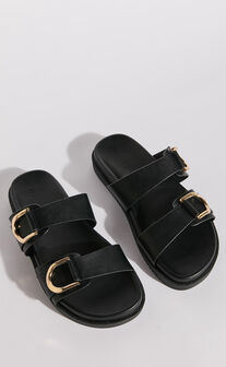 Billini - Areli Slides with Hardware Detail in Black