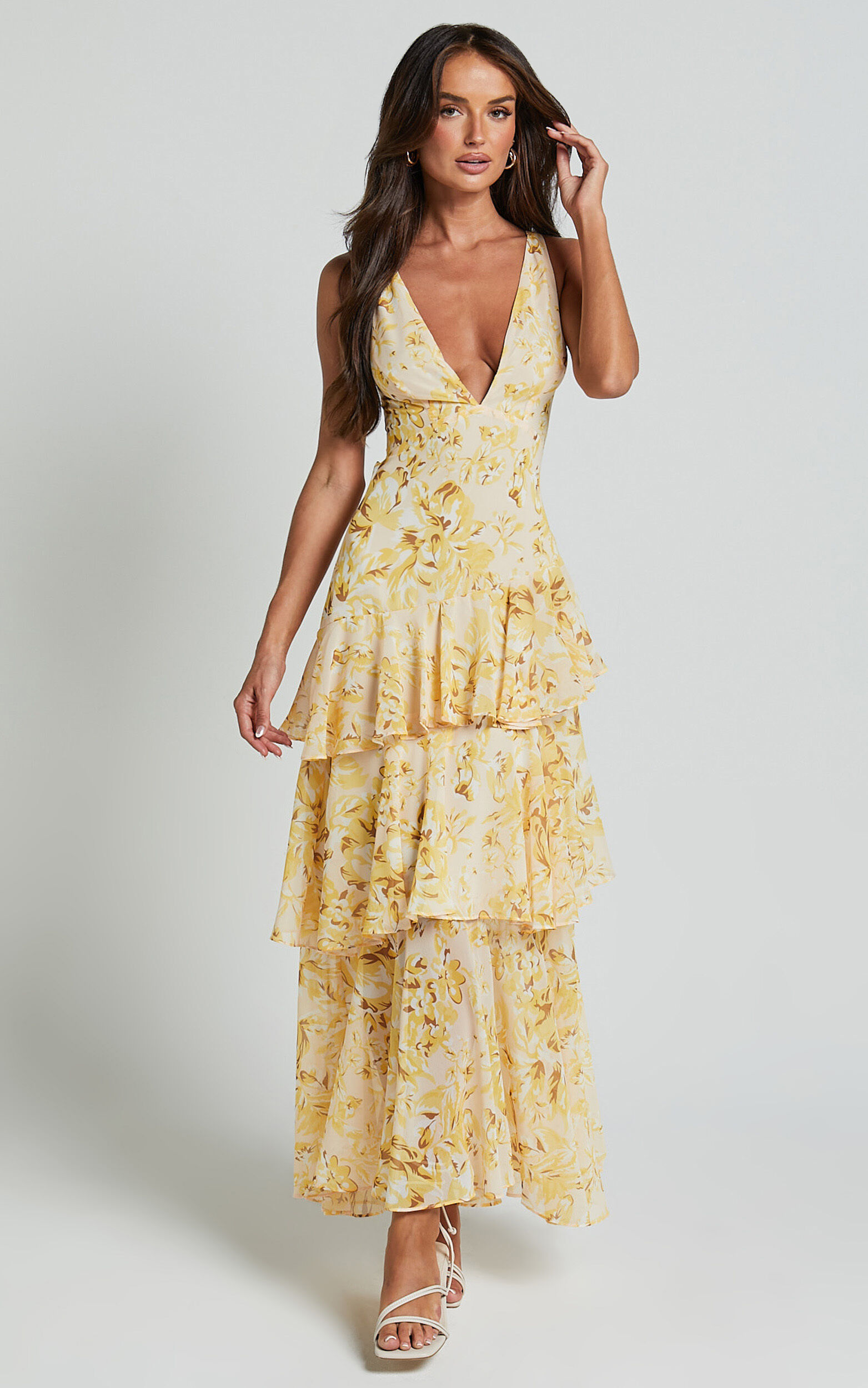 Yellow floral dress on sale