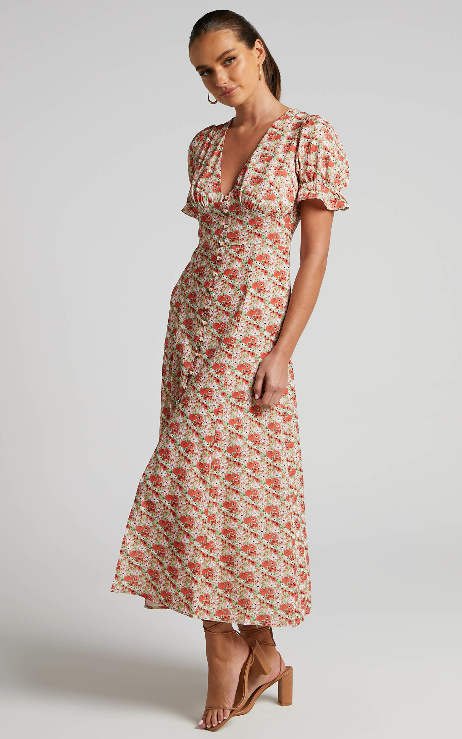 Puff sleeve button down dress 2025