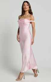 Alexia Midi Dress - One Shoulder Bust Slip Dress in Soft Pink | Showpo EU