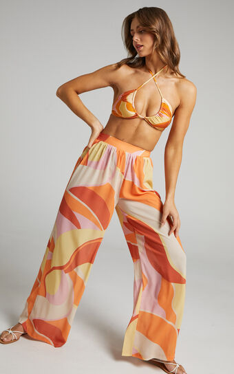 Sunny Beach Pants - Wide Leg Pants in Melon Fun
