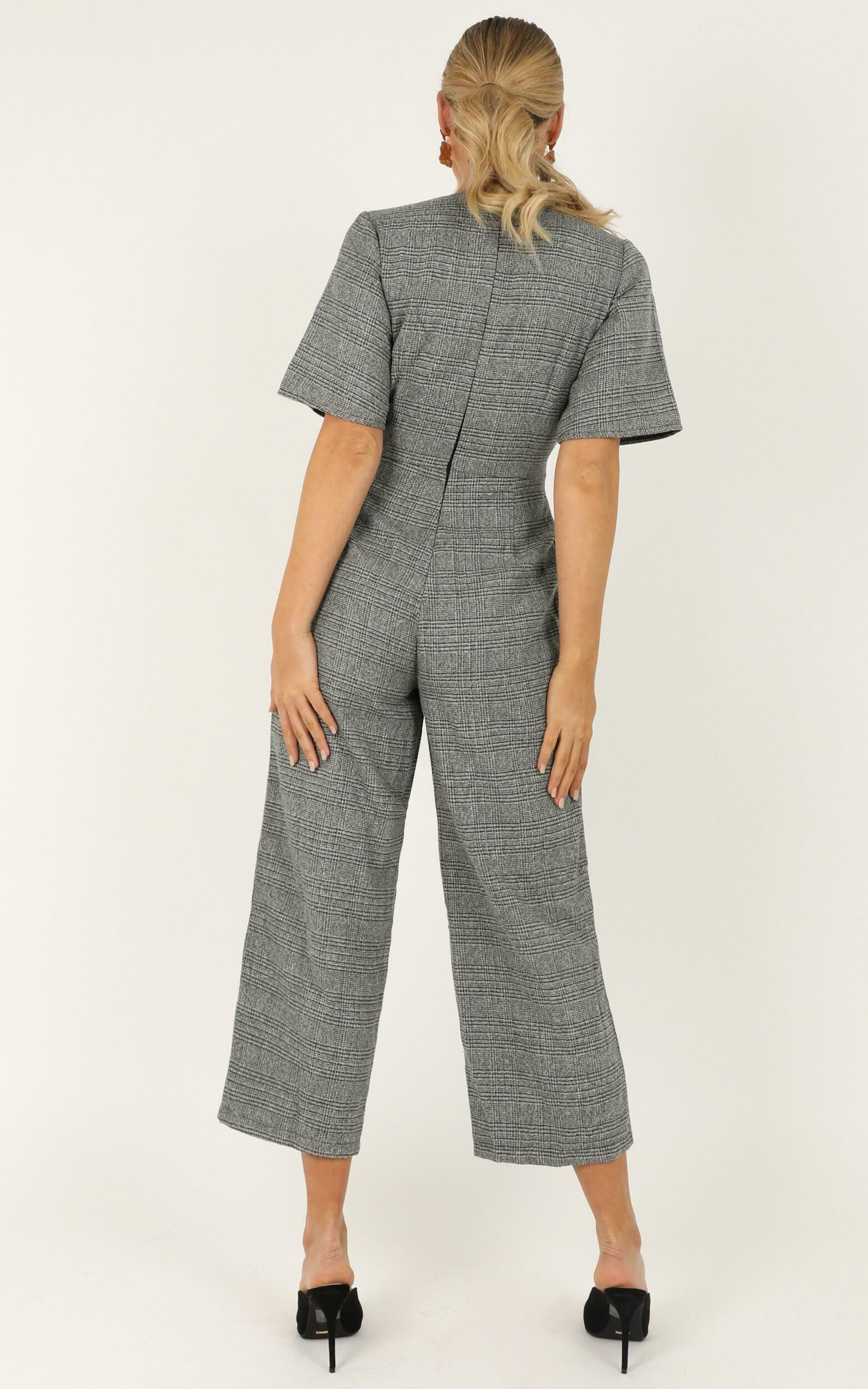 Grey check jumpsuit store