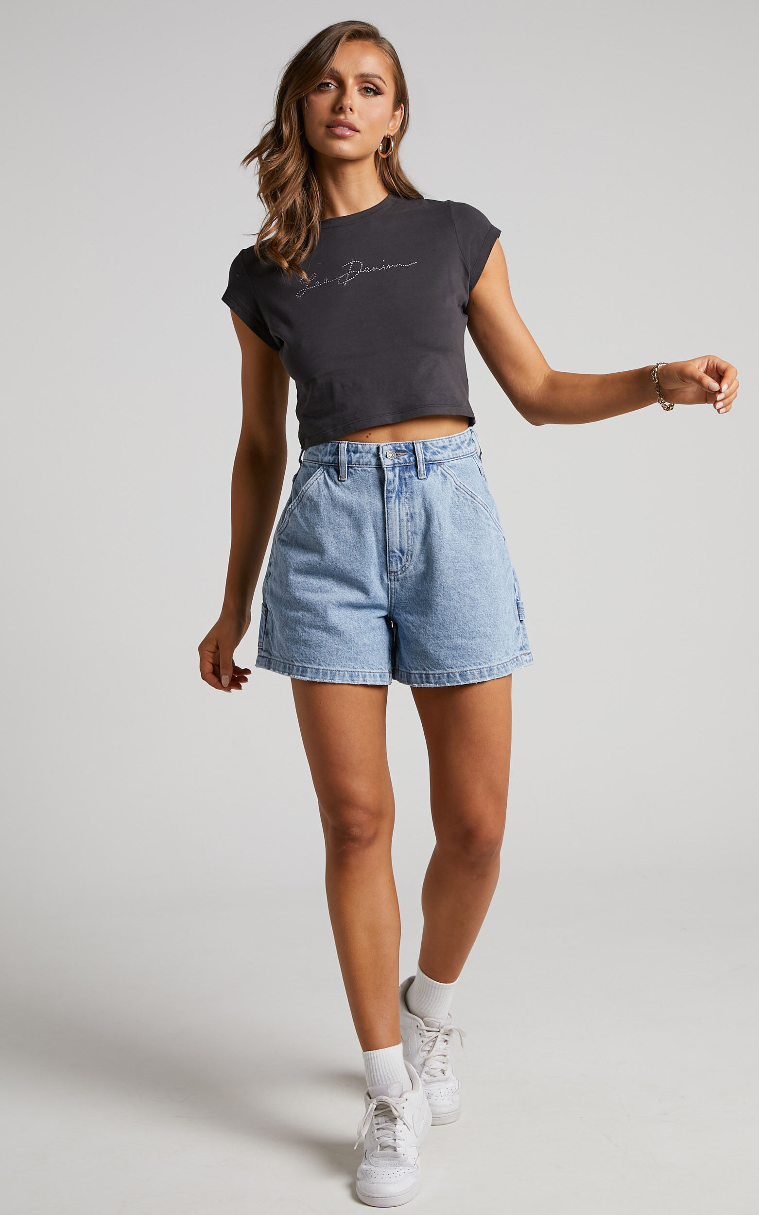 Lee Denim Carpenter Short in Vintage Stone Showpo