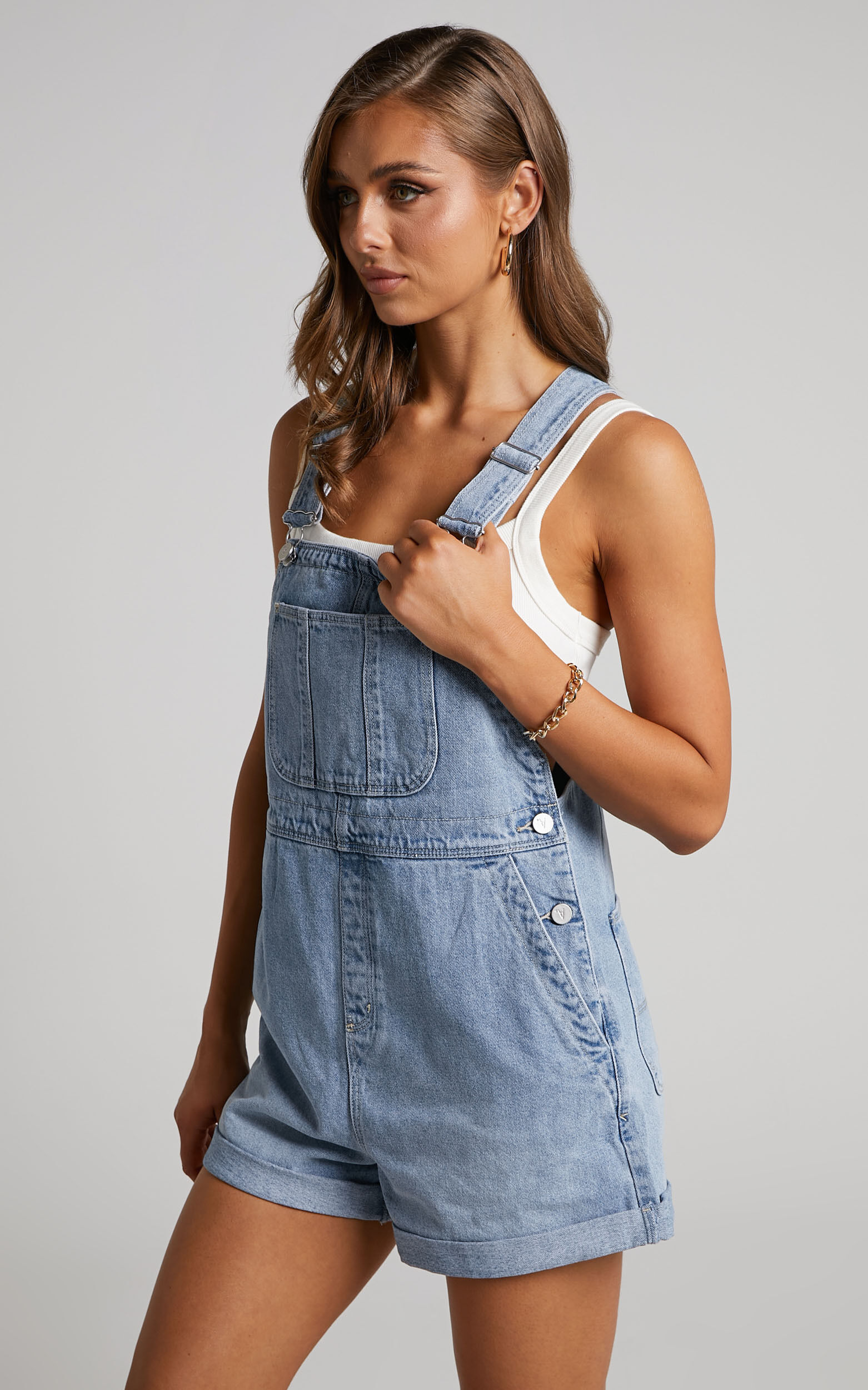 Vintage denim overall shorts 2025