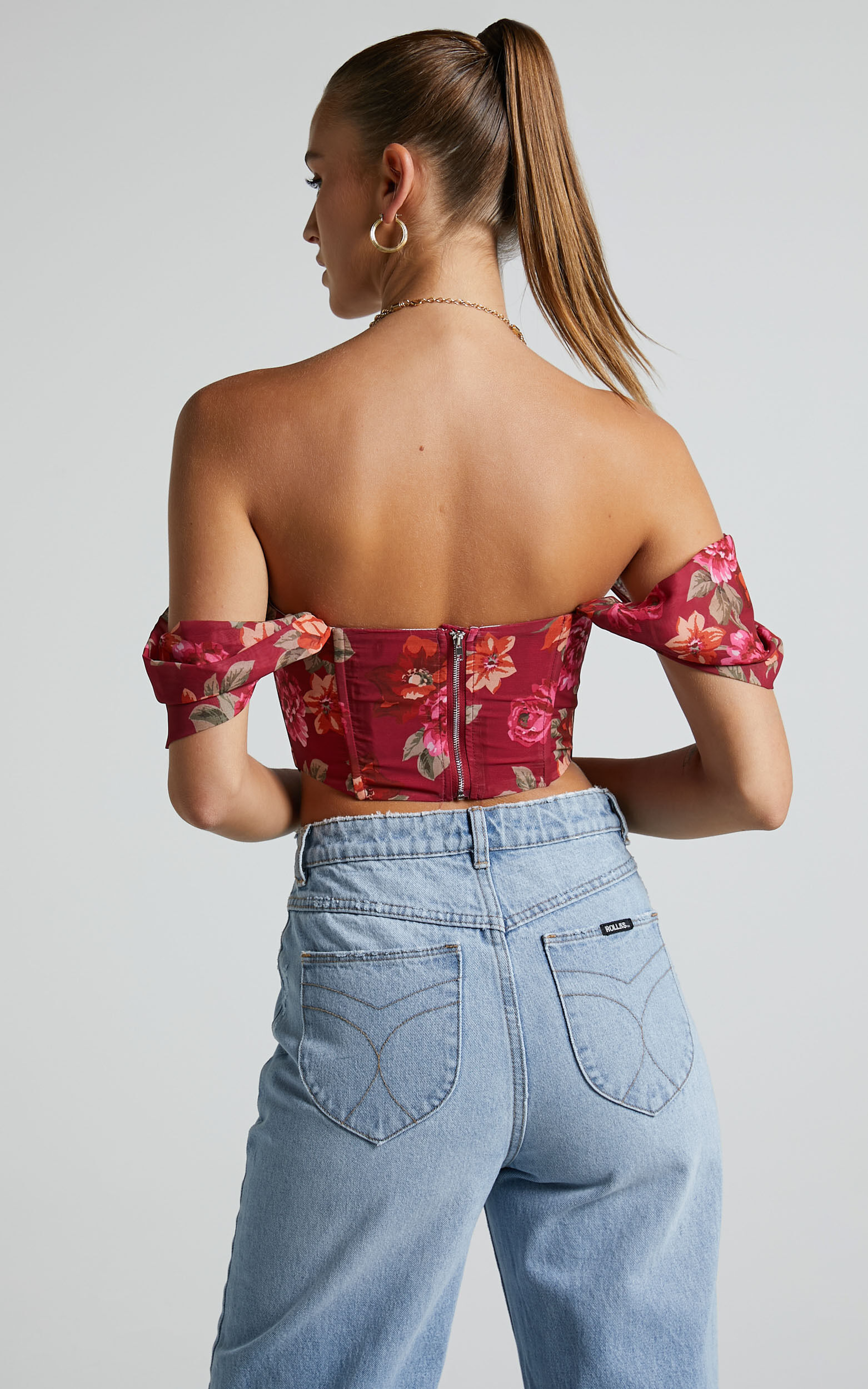 Analiza Top Off Shoulder Corset Top in Autumn Rose