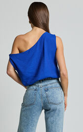 Mabel Bodysuit - Asymmetrical Neckline One Shoulder in Cobalt Blue | Showpo