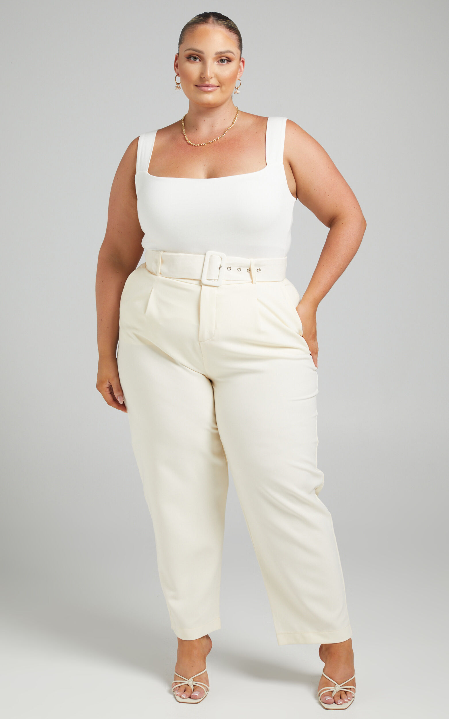 Plus size top off white pants