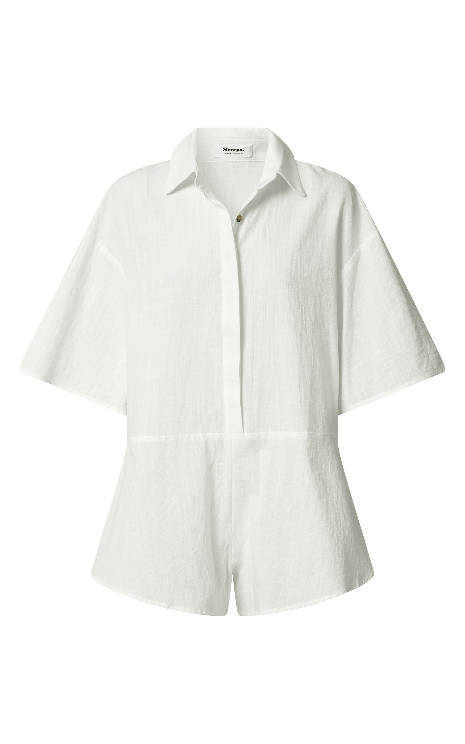 Ankana Playsuit Short Sleeve Relaxed Button Front Playsuit in White Showpo EU