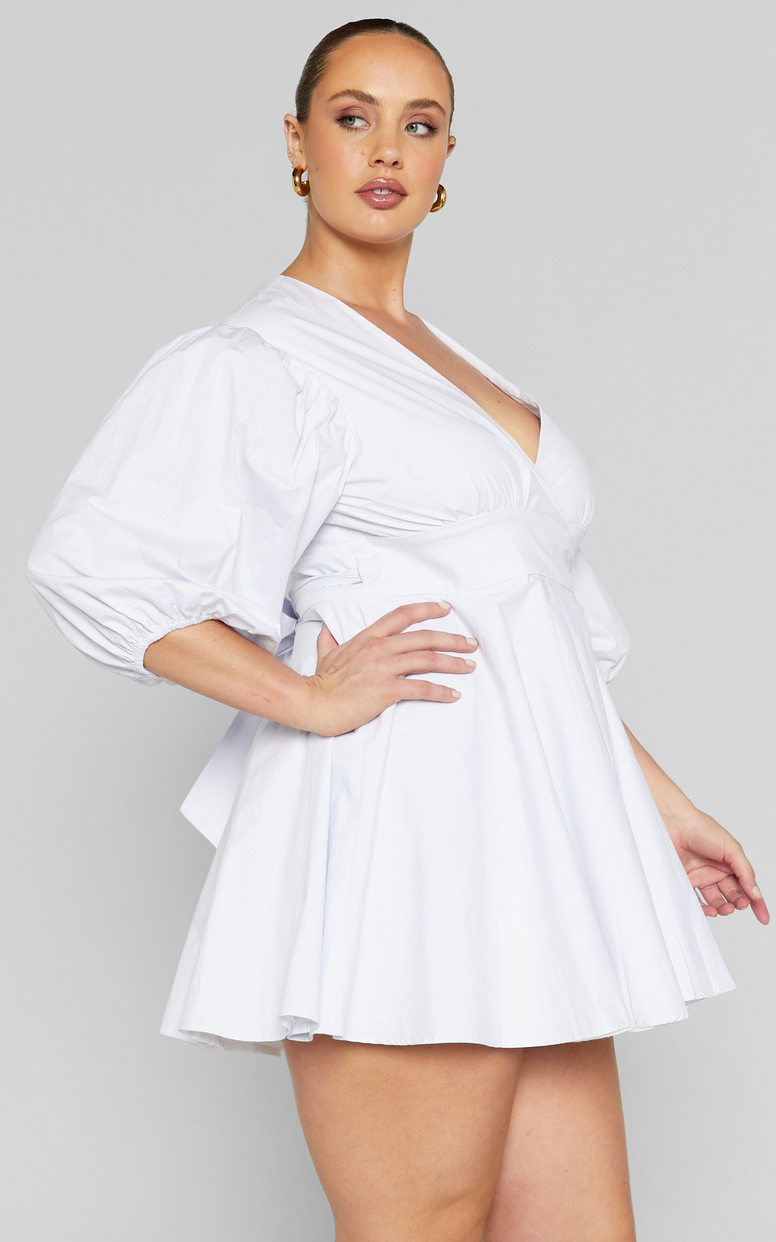 White wrap skater dress 2025