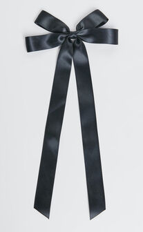 Olivia Hair Bow - Thin Ribbon Hair Bow in Black