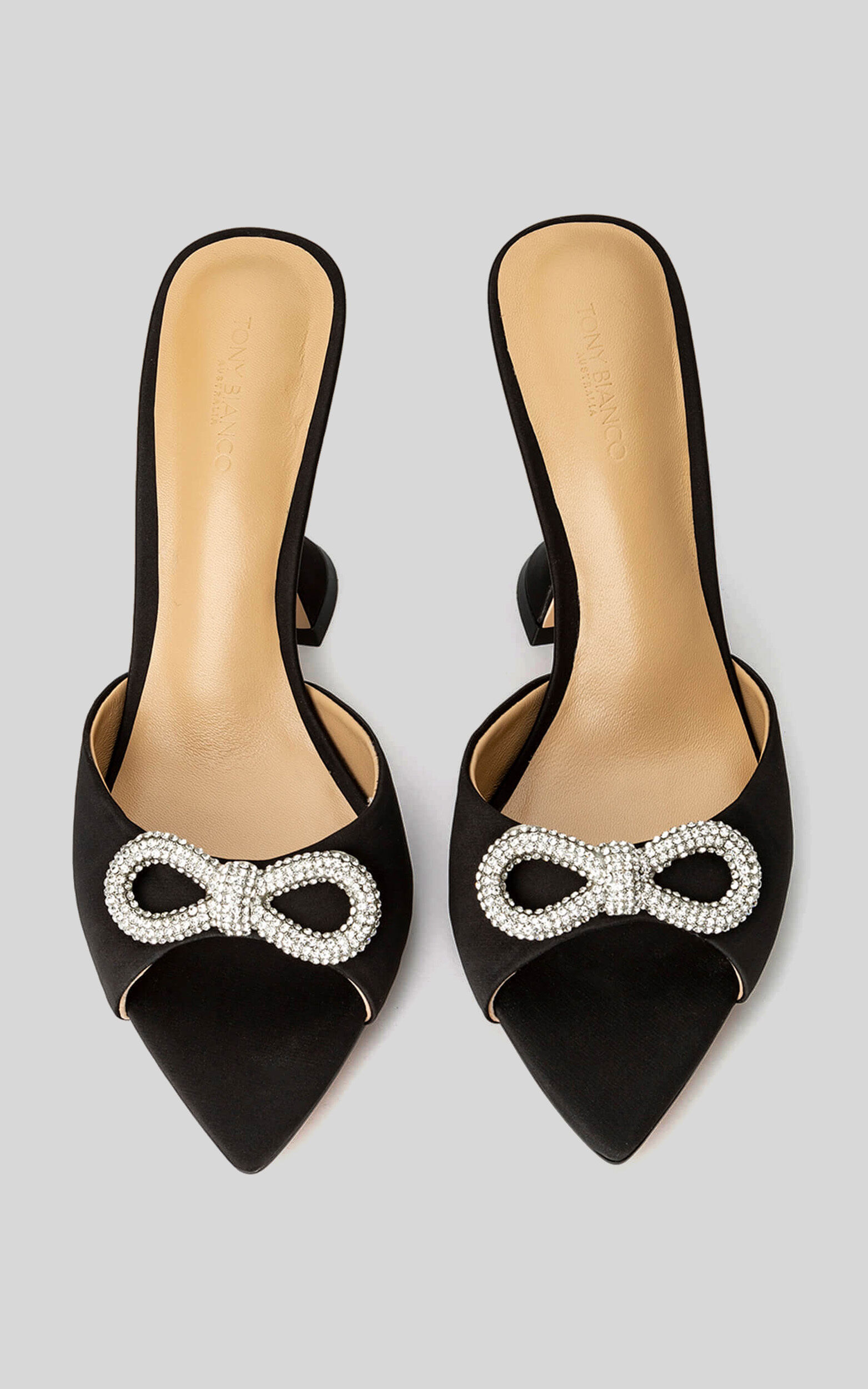 TONY BIANCO MONTANA MULE in Black Satin Showpo
