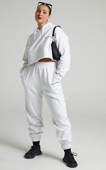 Sunday Society Club - Mid Waisted Maddie Sweatpants in White Marle