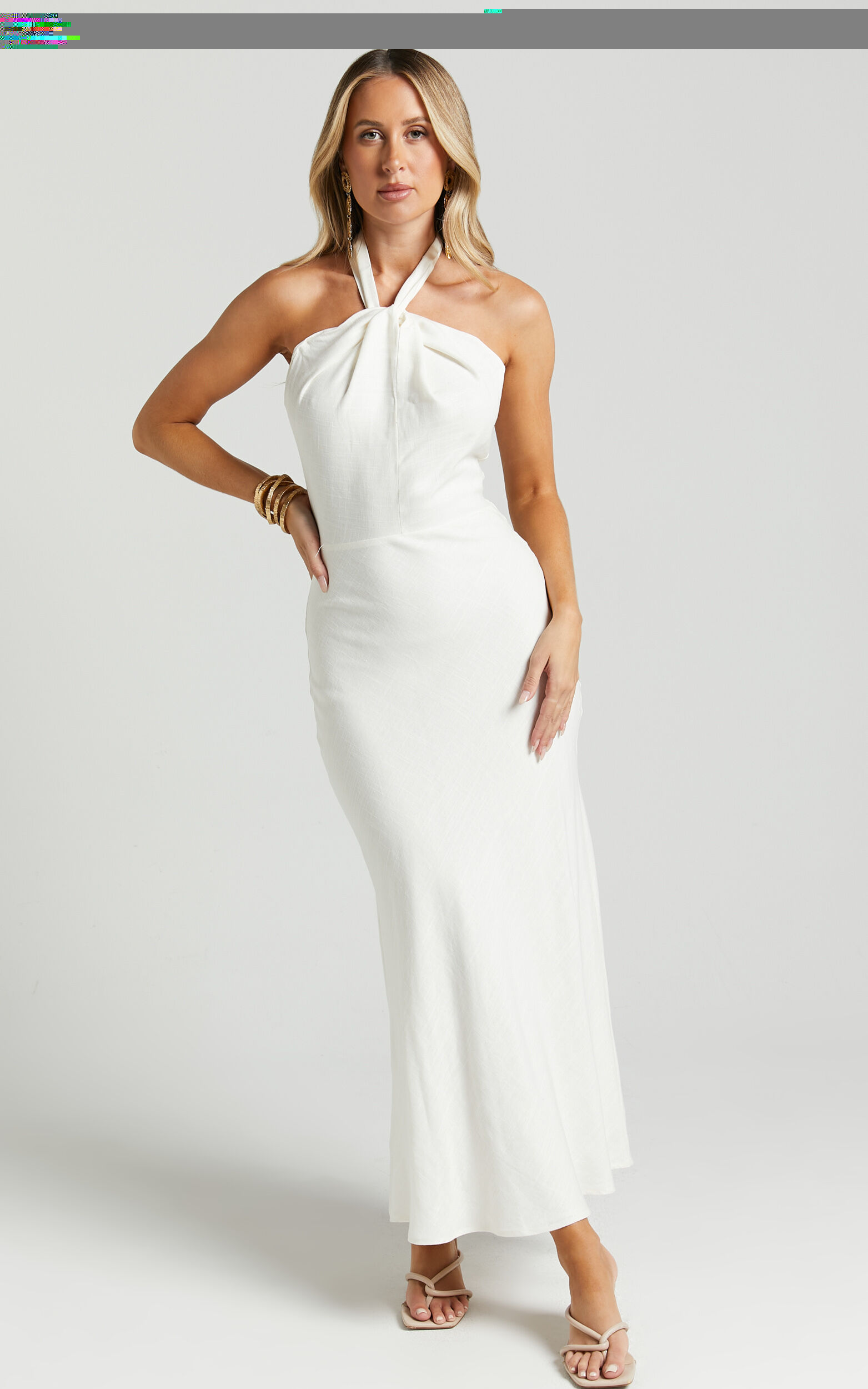 【MONOHA】Drawstring Maxi Long Dress White Drawstring maxi long dress (white) : MONOHA