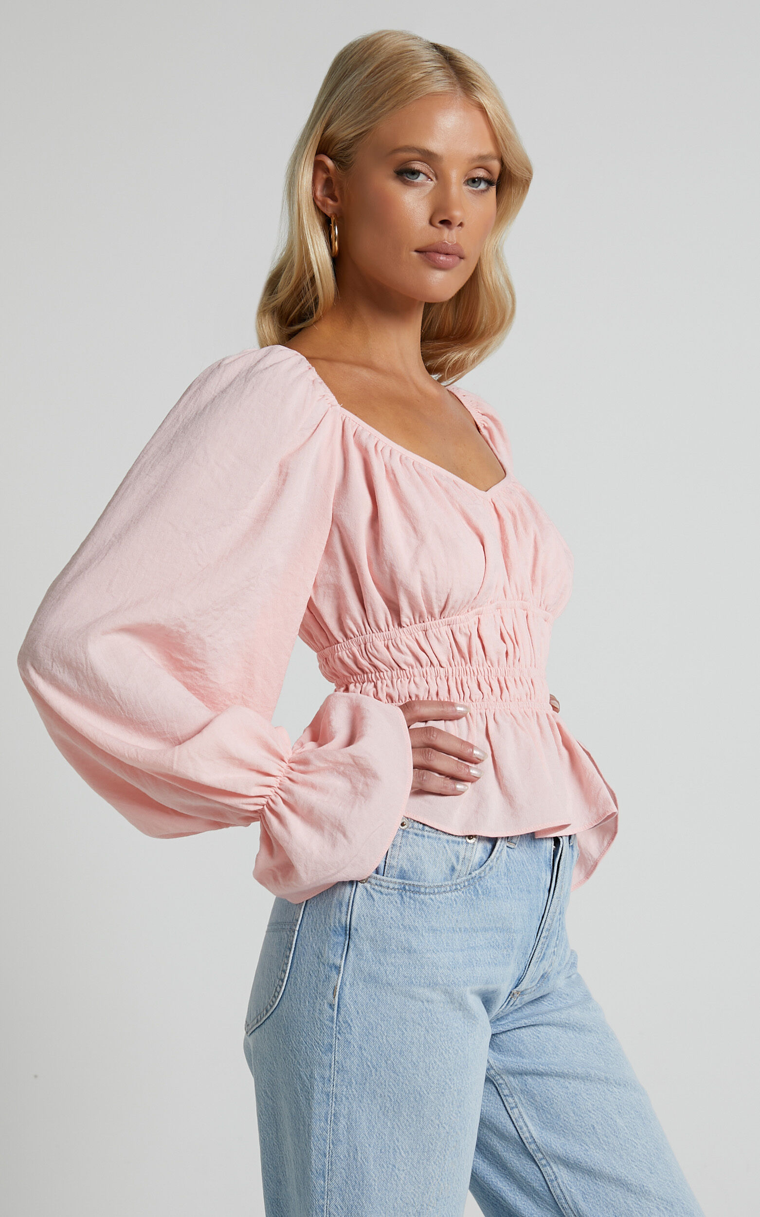 Ruched waist top shop