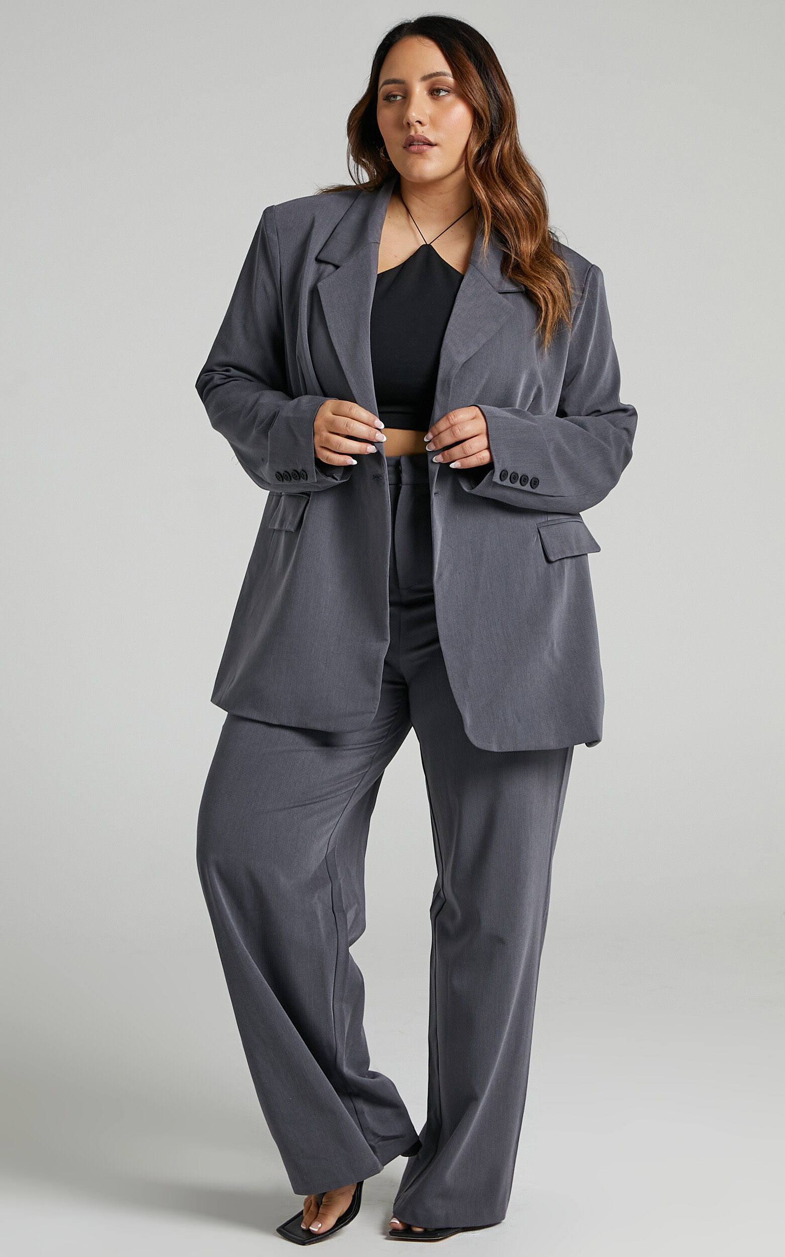 Dark grey on sale oversized blazer
