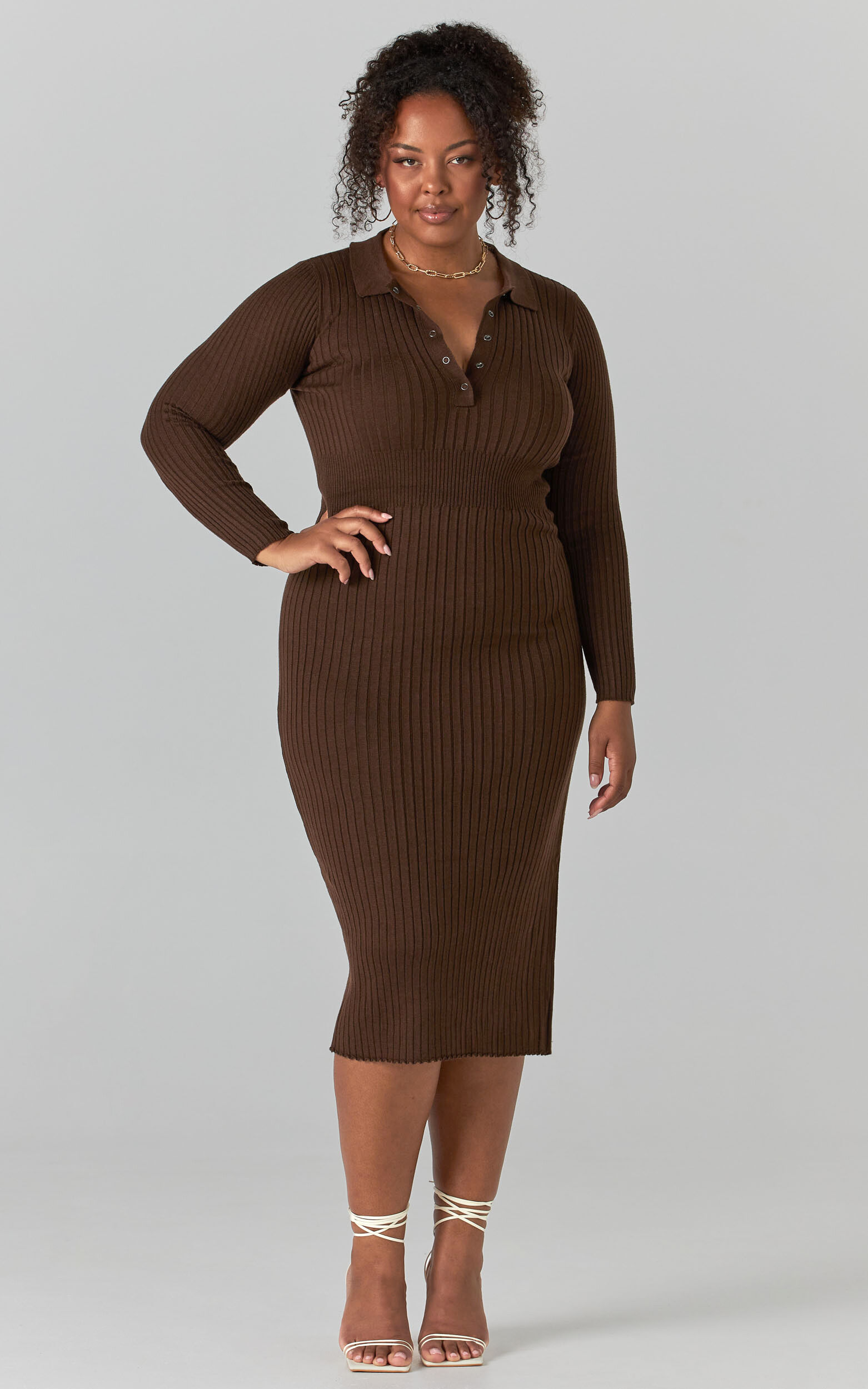 Brown outlet knit dress