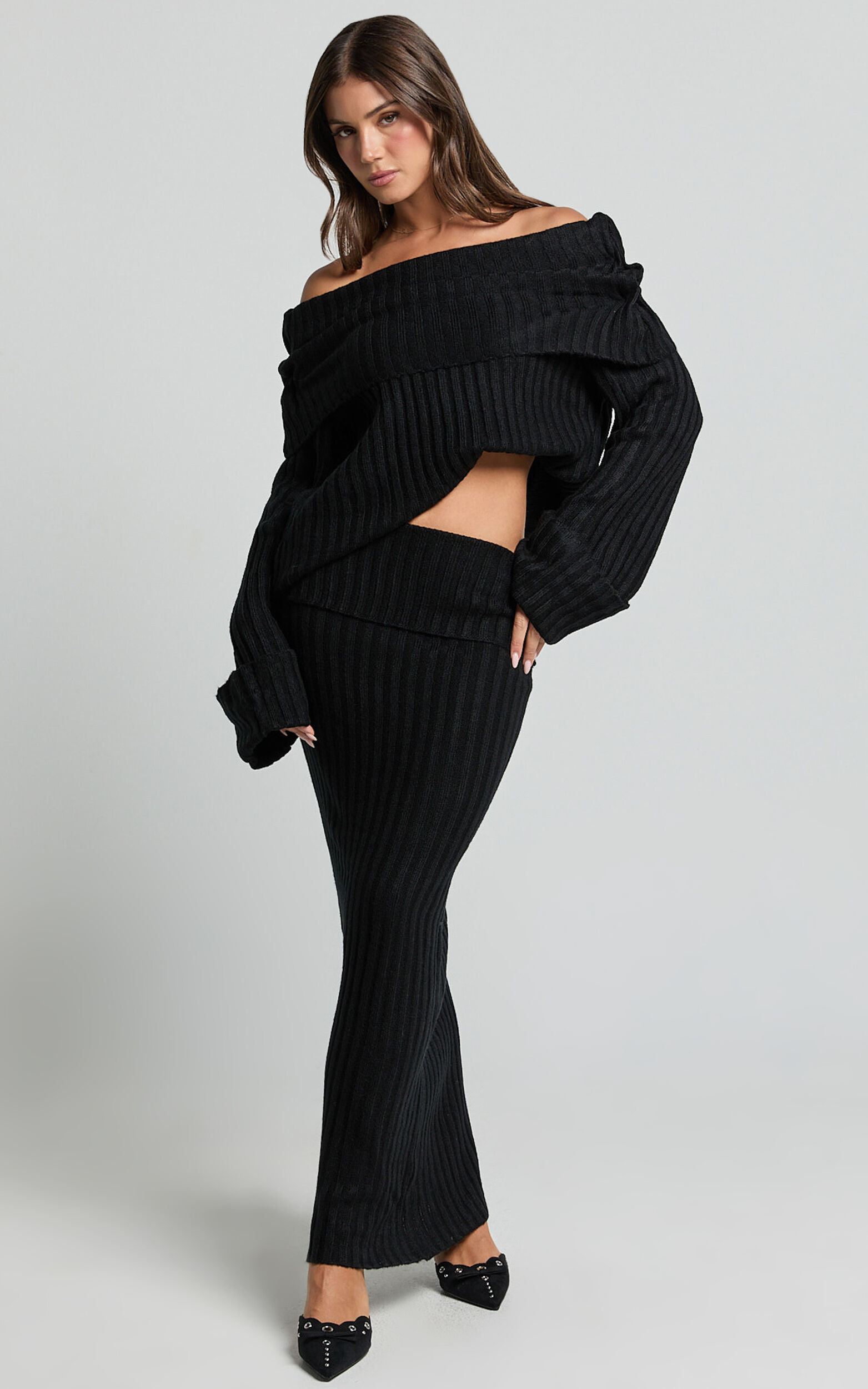 SNDYS the Label - Brooks Maxi Skirt in Black - L, BLK1