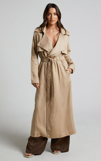 Amalie The Label - Monimonie Linen Blend Trench Coat in Natural