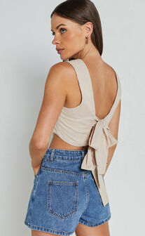 Loxley Top - Tie Up Top in Natural