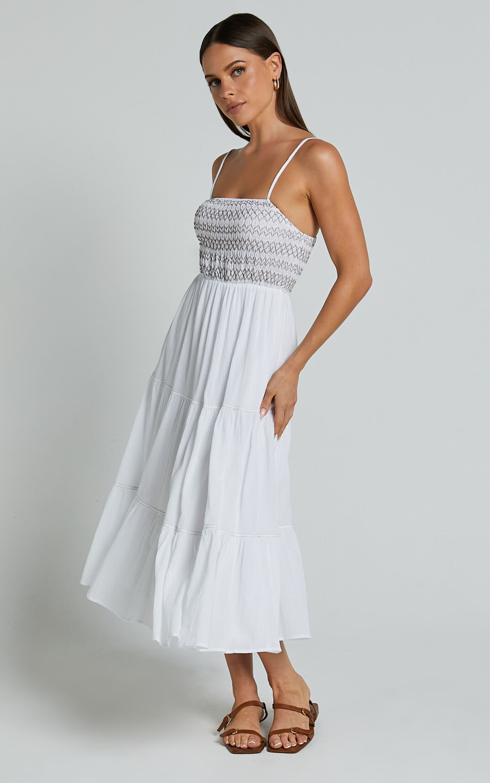 Strappy white dress sales