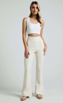 Roschel Pants - High Waisted Flared Pants in Cream