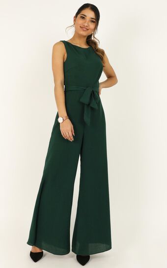  Leave Me In Paradise Jumpsuit In Forest Green