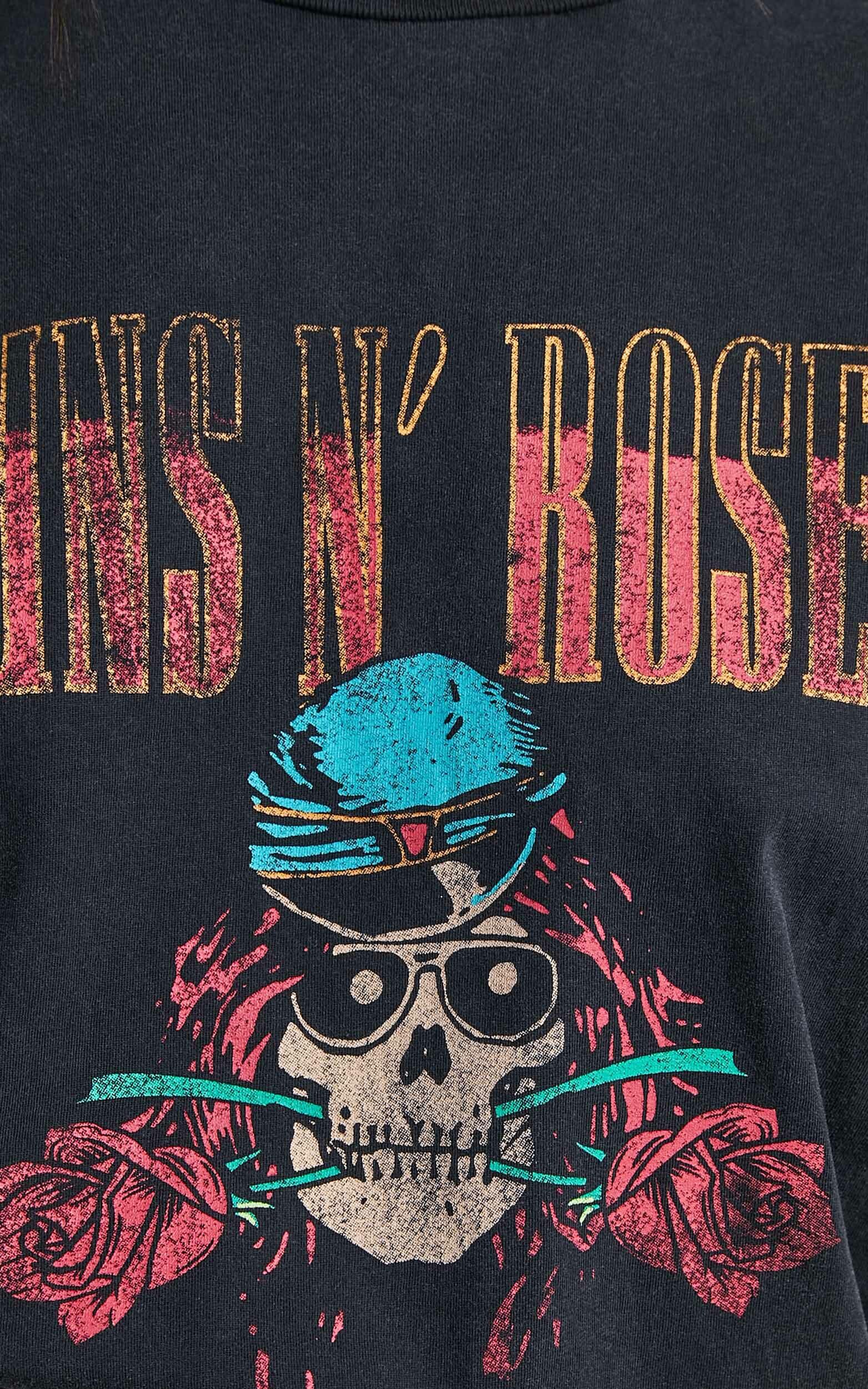 Universal Music Guns N Roses Tee Dress in Washed Black Showpo