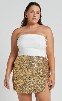Ingrid Mini Skirt - Sequin Skirt in Gold Sequin