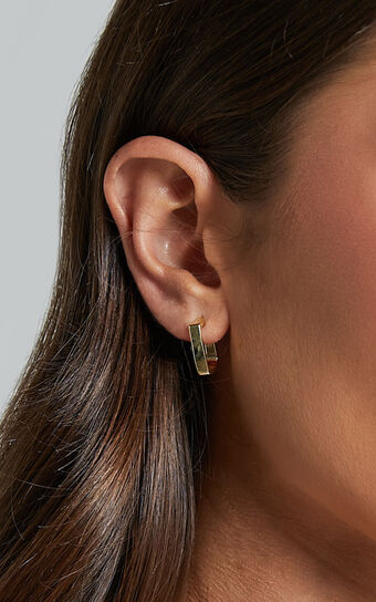 Abella Earring - Open Back Square Earring in Gold