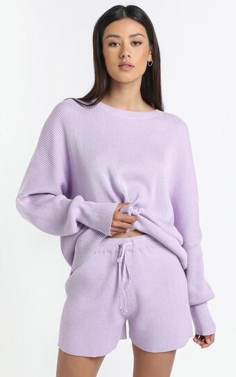 Lullaby Club - Alex Knit Sweater in Periwinkle