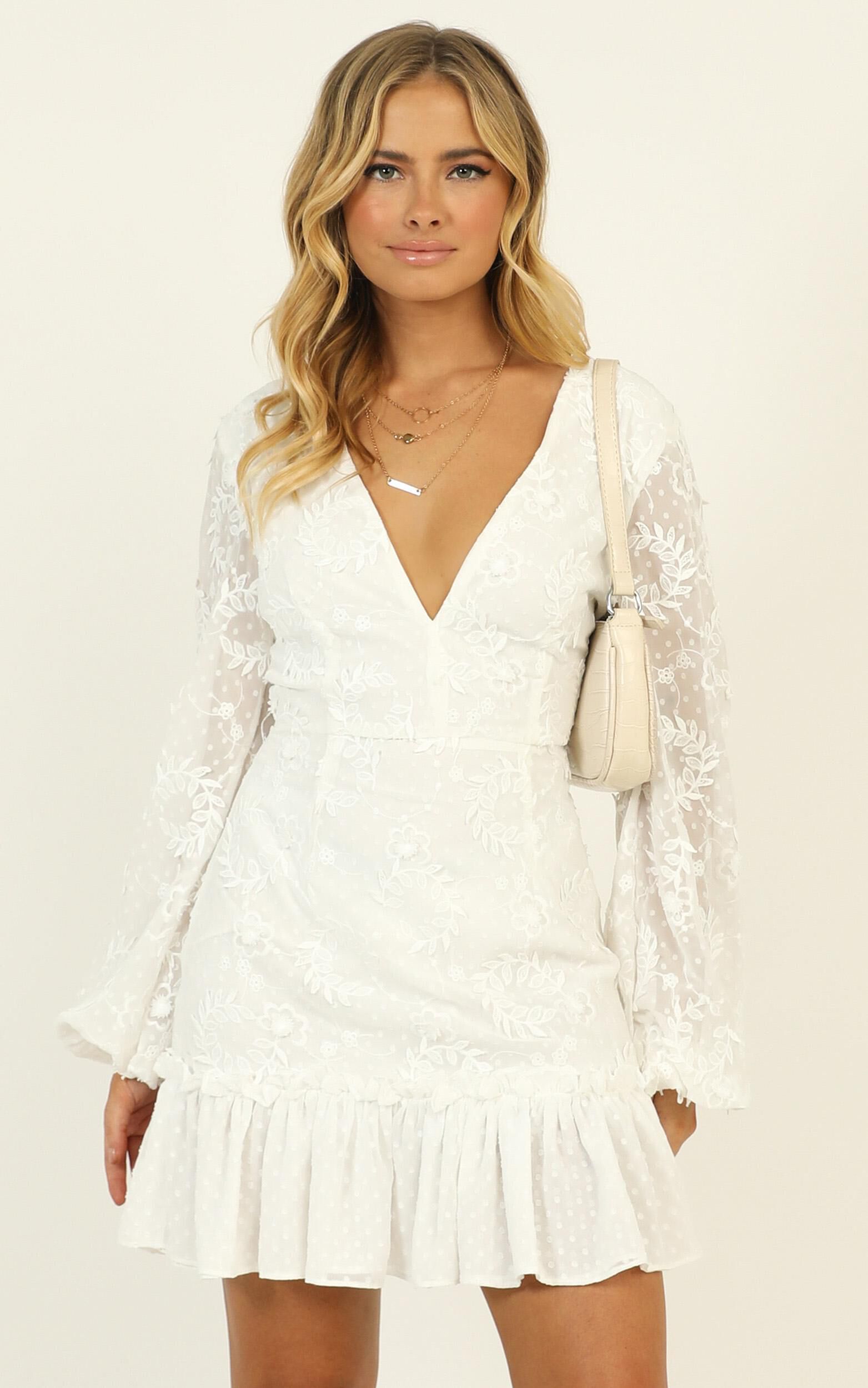 Lets Cheers For Love Dress In White Embroidery | Showpo