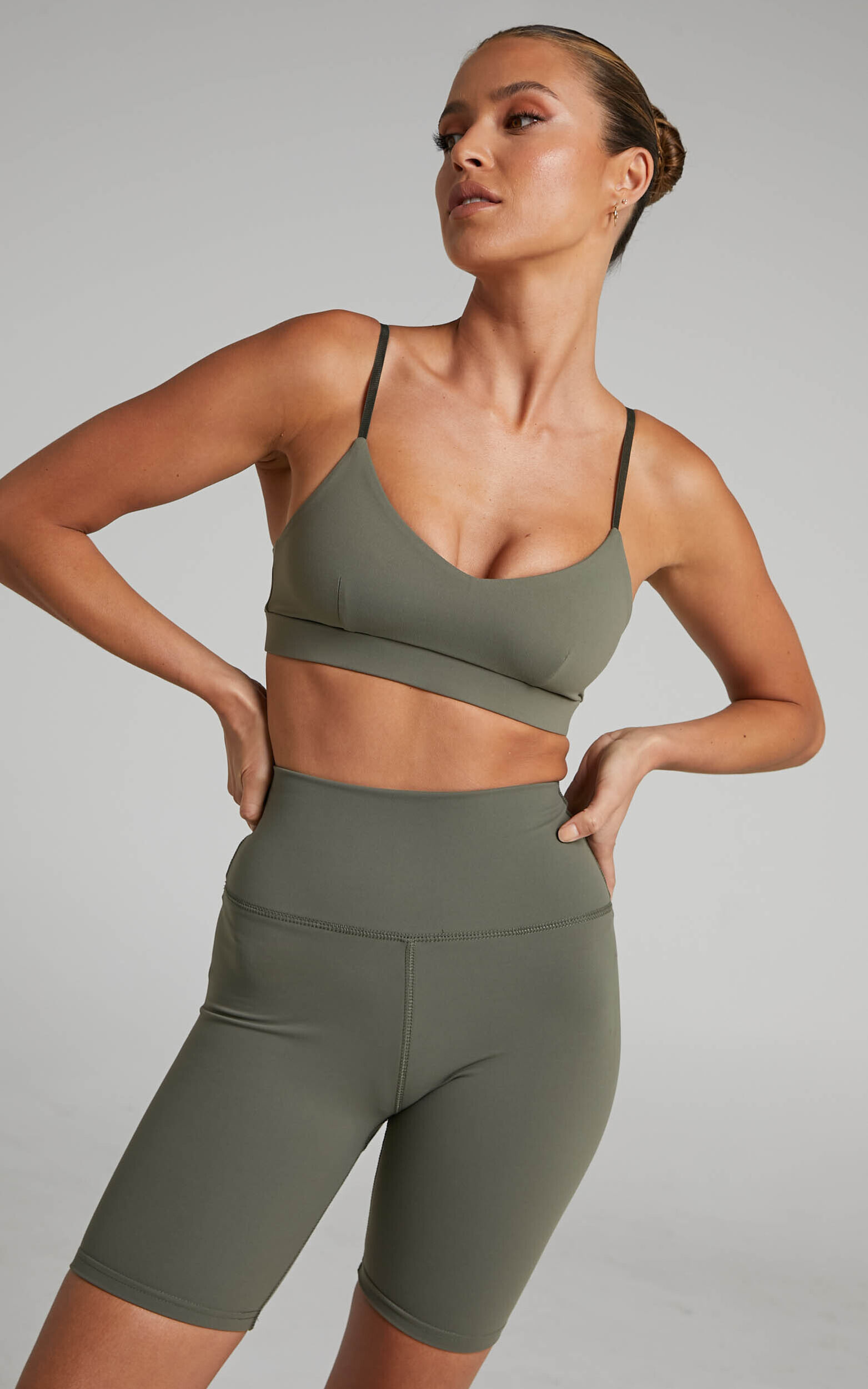 Thisbe Short - High Waist Bike Short in Khaki - 04, GRN2
