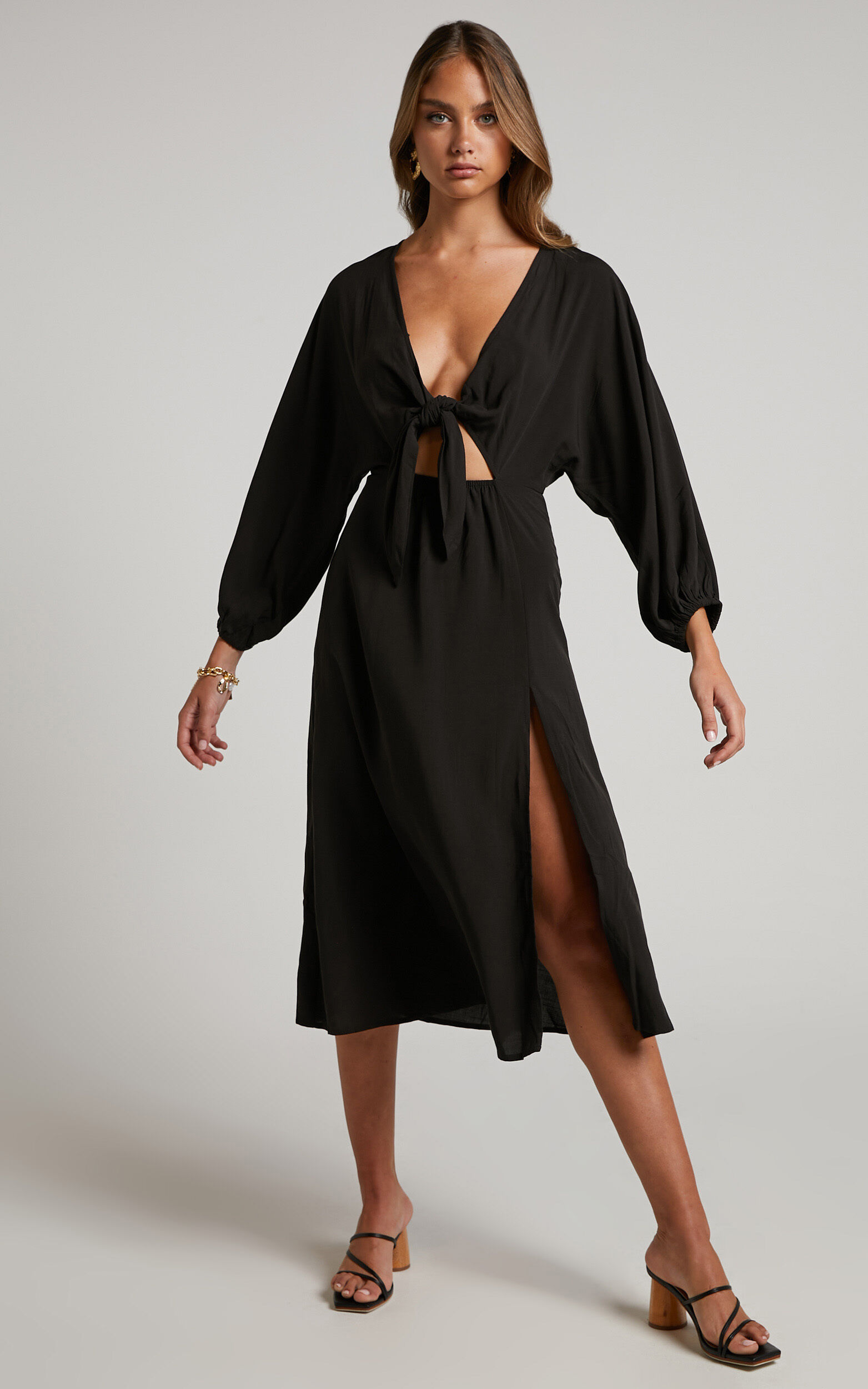 Tie front hotsell midi dress