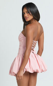 Seraphina Mini Dress - Strapless Corset Bubble Hem Dress in Pink
