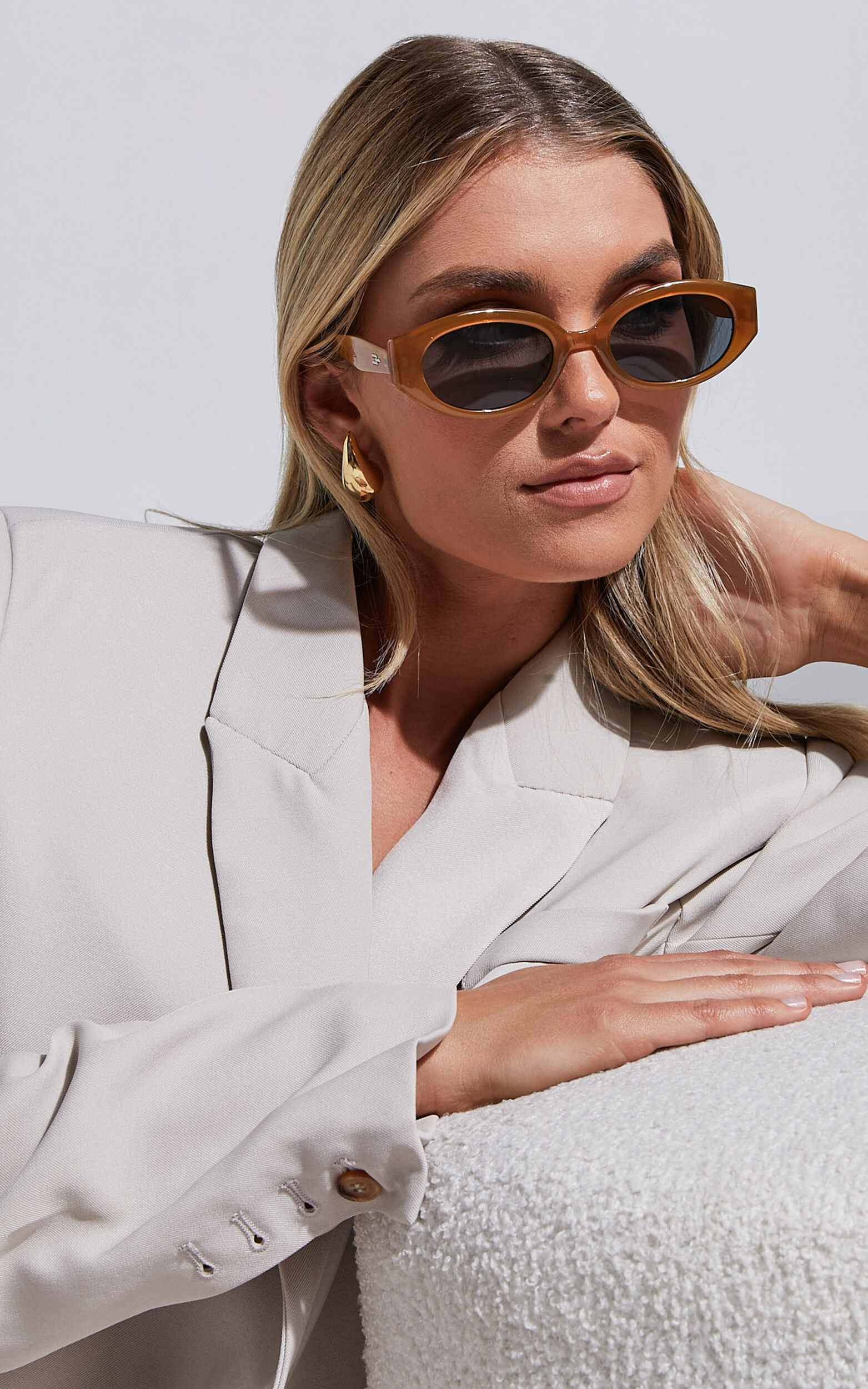 Roylen Sunglasses - Rectangle Shape Sunglasses in Brown - NoSize, BRN1