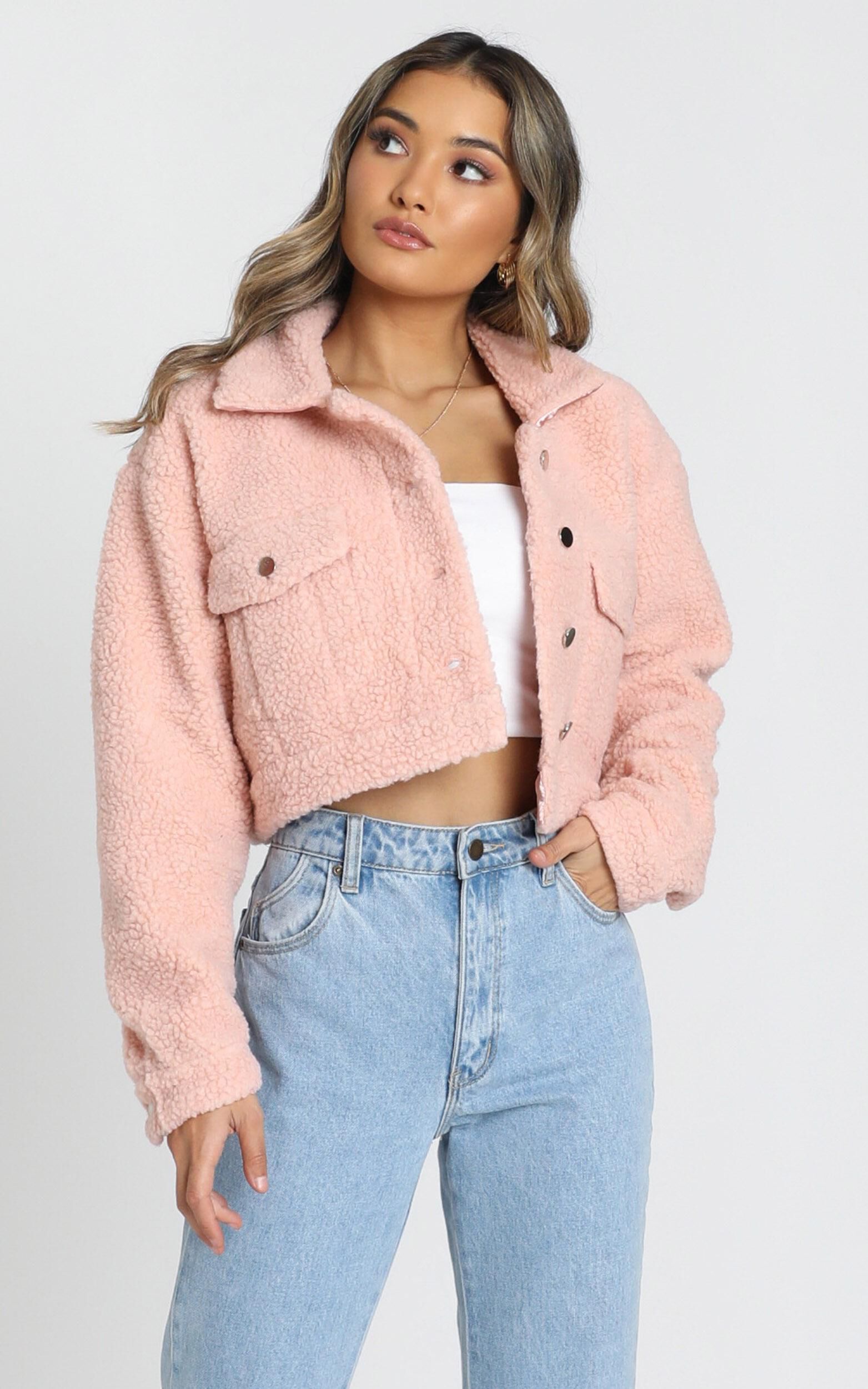 Team Spirit Teddy Jacket In Blush Teddy