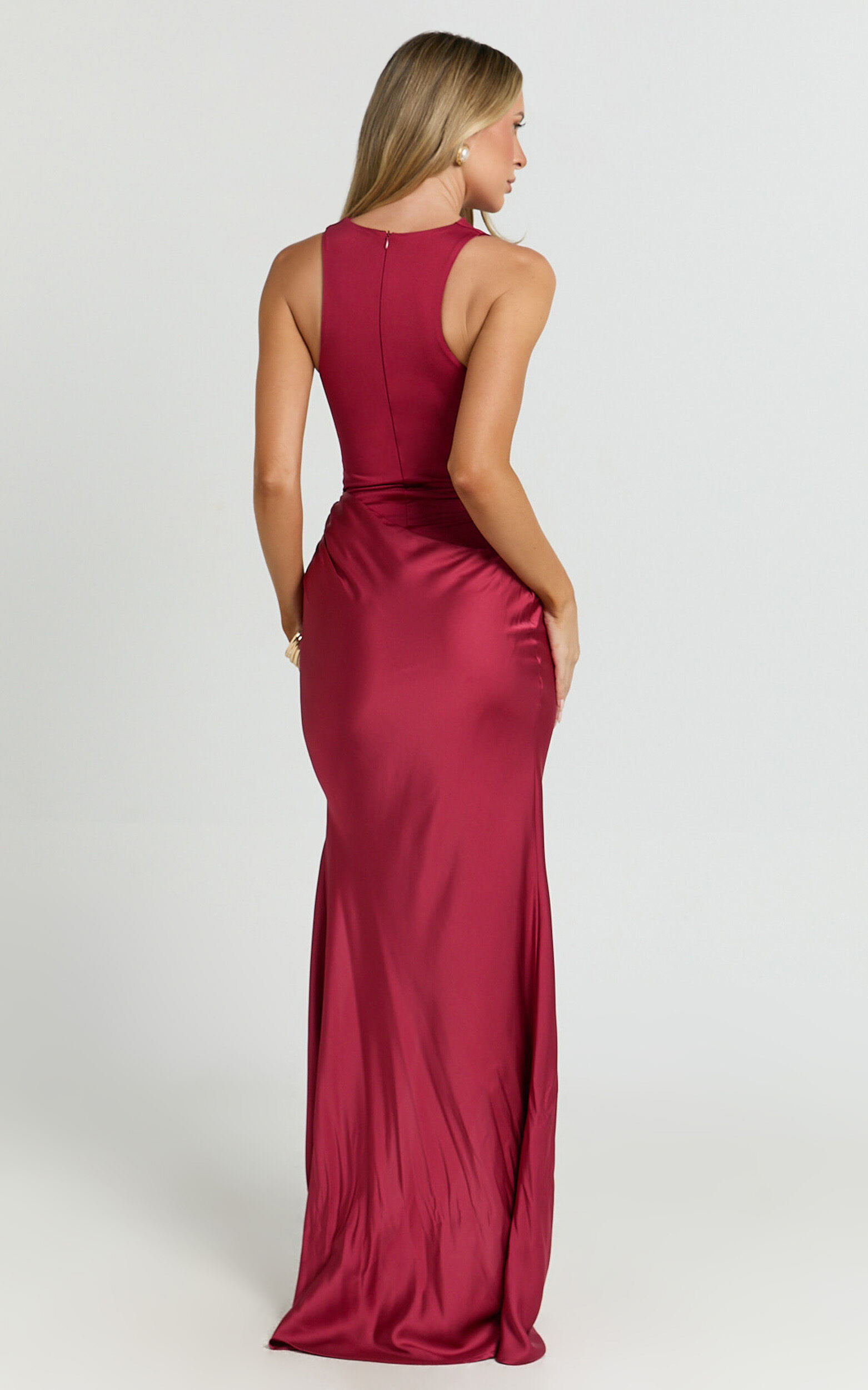 Pepper Maxi Dress - High Neck Bodysuit with Draped Skirt in