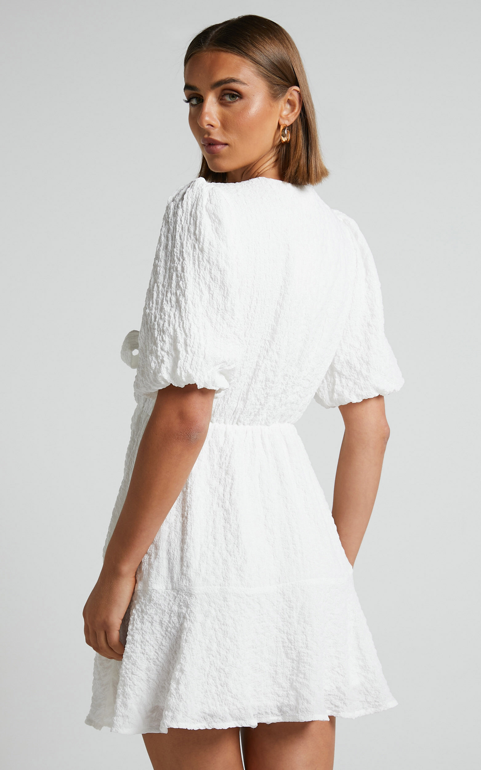 White tie front mini dress hot sale