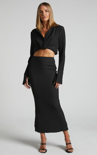 Althea Midi Skirt - Mermaid Skirt in Black